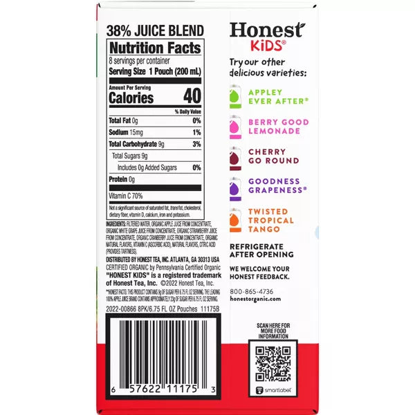 Honest Kids Organic Super Fruit Punch Fruit Juice 8 ct, 6.75 oz