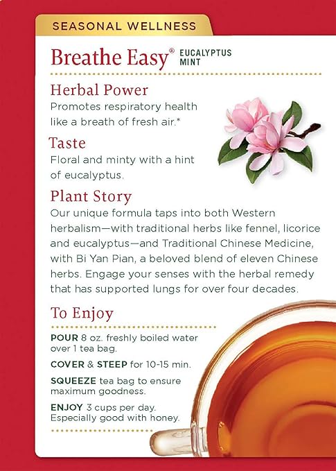 Traditional Medicinals Organic Eucalyptus Mint Breathe Easy Tea, 16 Count