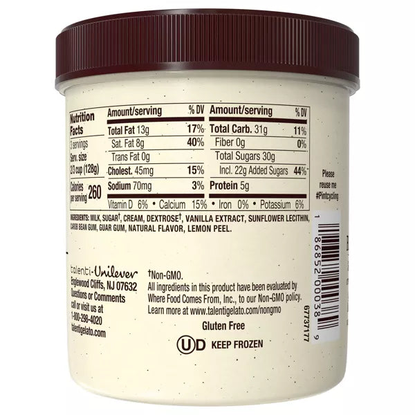 Talenti Madagascan Vanilla Bean Gelato, 16 oz