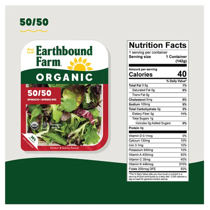 Earthbound Farms Organic 50/50 Spinach & Spring Mix, 5 oz