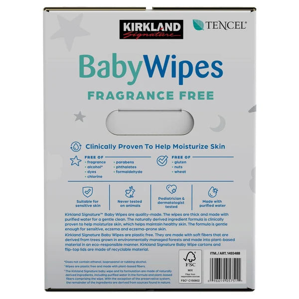 Kirkland Signature Baby Wipes Fragrance Free, 900 ct