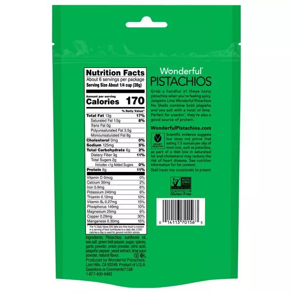 Wonderful Jalapeno Lime No Shell Pistachios, 5.5 oz