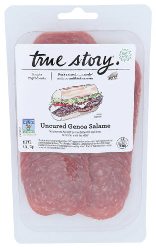 True Story Sliced Uncured Genoa Salame, 4 oz