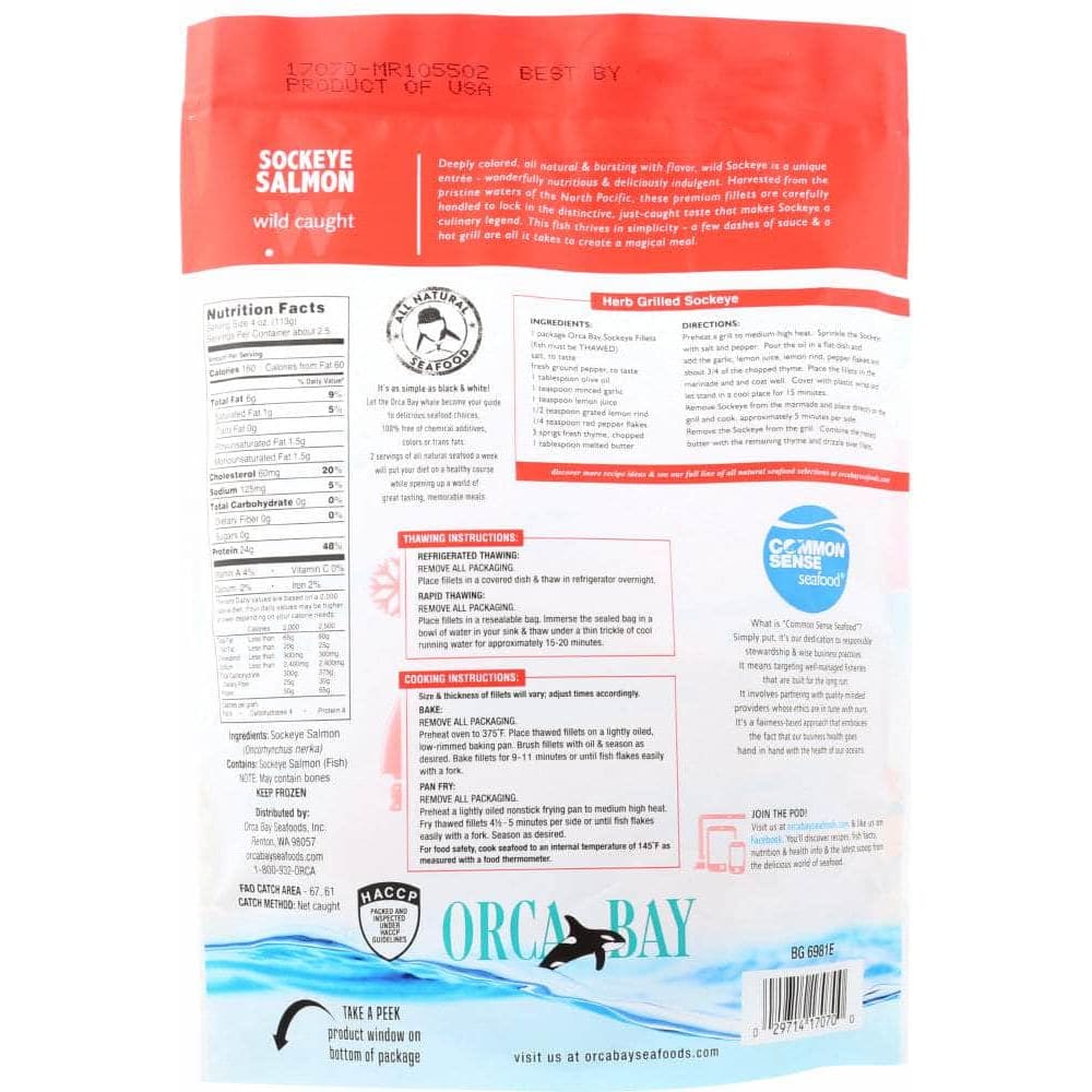 Orca Bay Sockeye Salmon Fillets, 10 oz