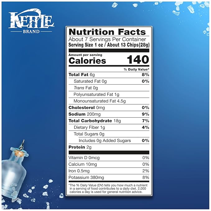 Kettle Sea Salt & Vinegar Air Fried Potato Chips, 6.5 oz