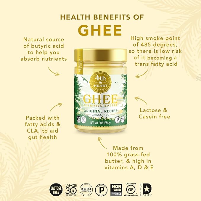 4TH & Heart Grass-Fed & Pasture-Raised Original Recipe Ghee, 9 oz