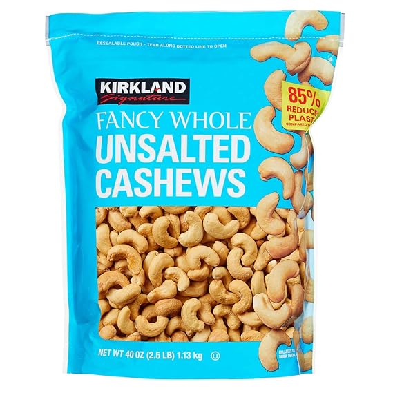 Kirkland Signature Unsalted Cashews, 2.5 lbs