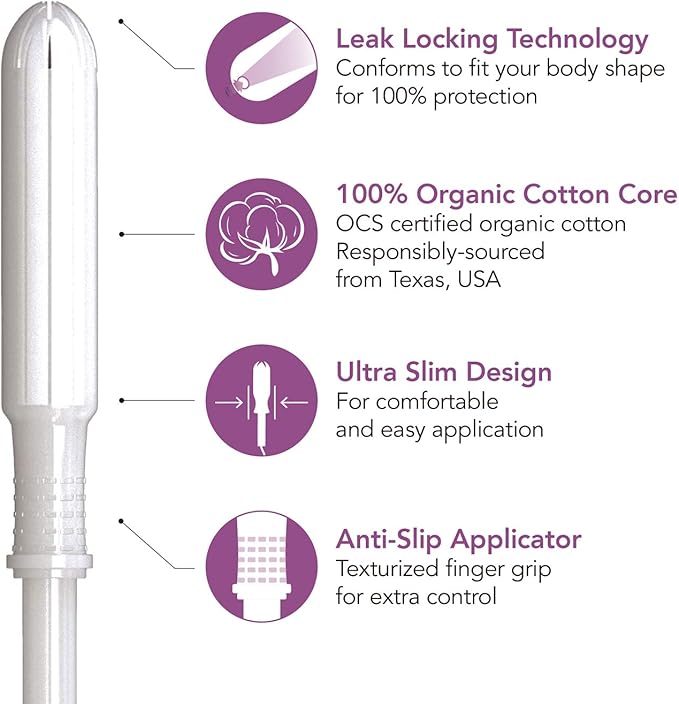 Rael Organic Regular Cotton Tampons, 16 Count
