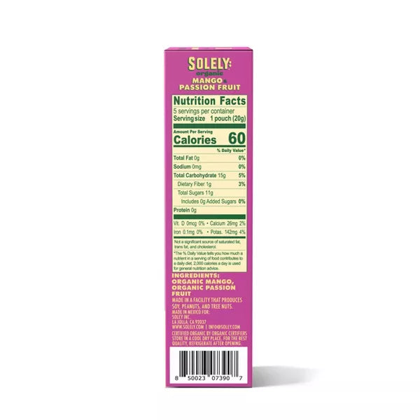Solely Organic Mango & Passion Fruit Fruit Gummies, 3.5 oz