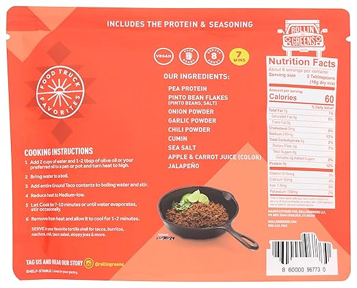 Rollingreens Plant-Based Me' Eat Ground Taco, 4.5 oz