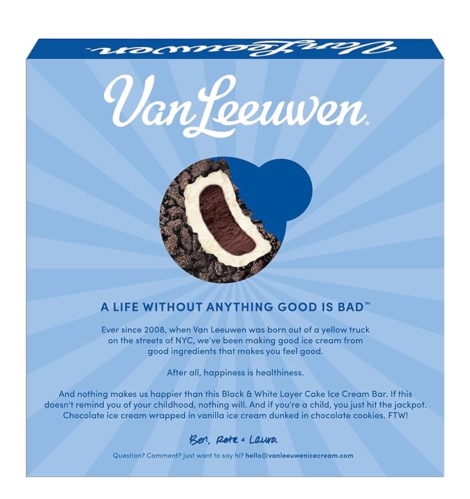 Van Leeuwen Black & White Layer Cake French Ice Cream Bars, 6 Count