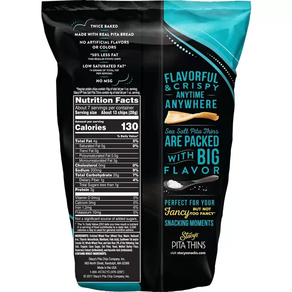 Stacy's Simply Naked Sea Salt Pita Crisps, 6.75 oz