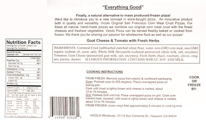 Vicolo Goat Cheese Frozen Pizza, 15.25 oz