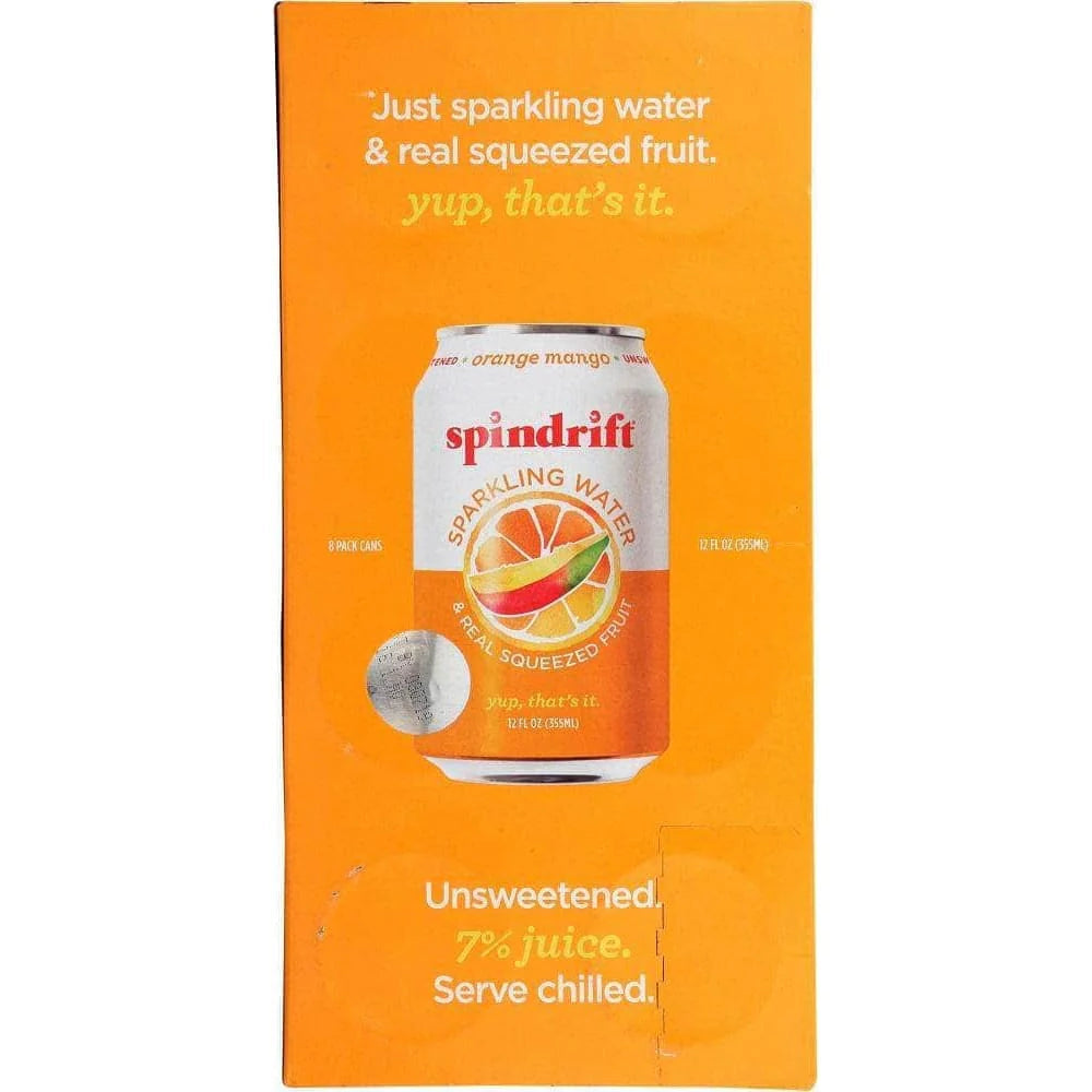 Spindrift Orange Mango Sparkling Water, 8 Count