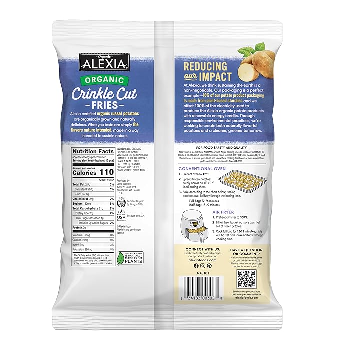 Alexia Organic Oven Crinkles with Sea Salt, 16 oz