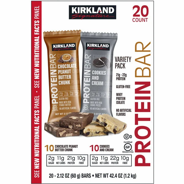 Kirkland Signature Protein Bar, Variety Pack, 2.12 oz, 20 Count