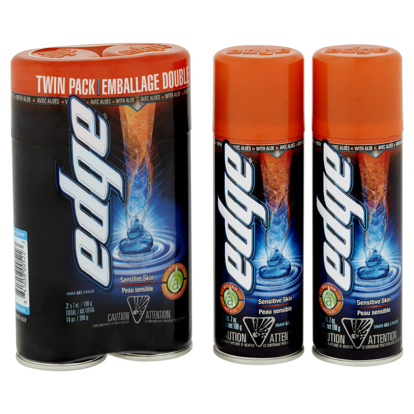 Edge Sensitive Skin Shave Gel for Men with Aloe Twin Pack, 14 oz