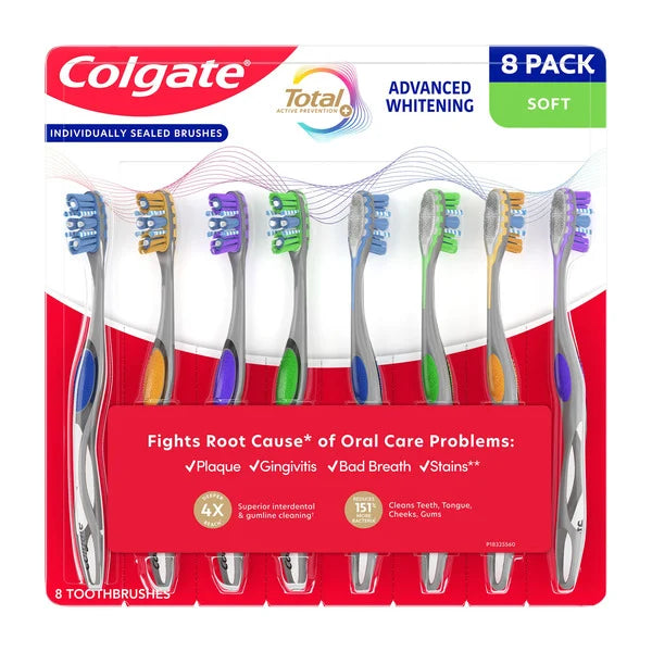 Colgate Total Advanced Whitening Toothbrush, 8 Count