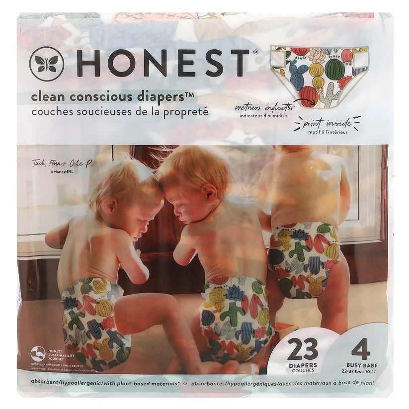 The Honest Company Cactus Cuties Style Clean Conscious Diapers, Size 4, Parabens Free, 27 Pack