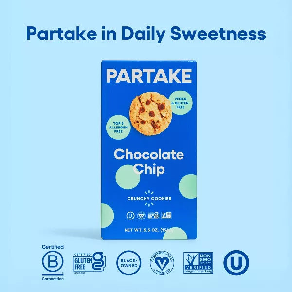 Partake Chocolate Chip Cookies, 5.5 oz