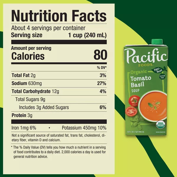 Pacific Foods Organic Tomato Basil Soup, 32 oz
