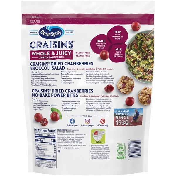 Ocean Spray Craisins, Dried Cranberries, 64 oz