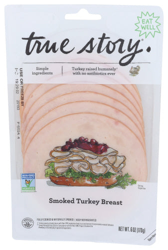 True Story Organic Sliced Smoked Turkey Breast, 6 oz