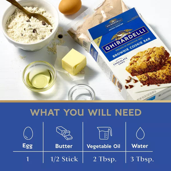 Ghirardelli Brownie Cookie Bar Premium Brownie Mix, 16.5 oz