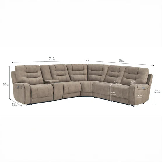 Barcalounger Carmelo Fabric Power Reclining Sectional with Power Headrests*