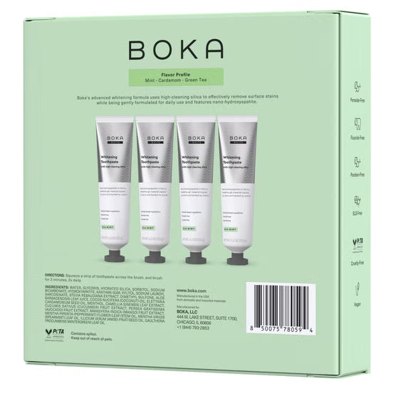Boka Fluoride-Free Ela Mint Whitening Toothpaste, 4.3 oz, 4-pack