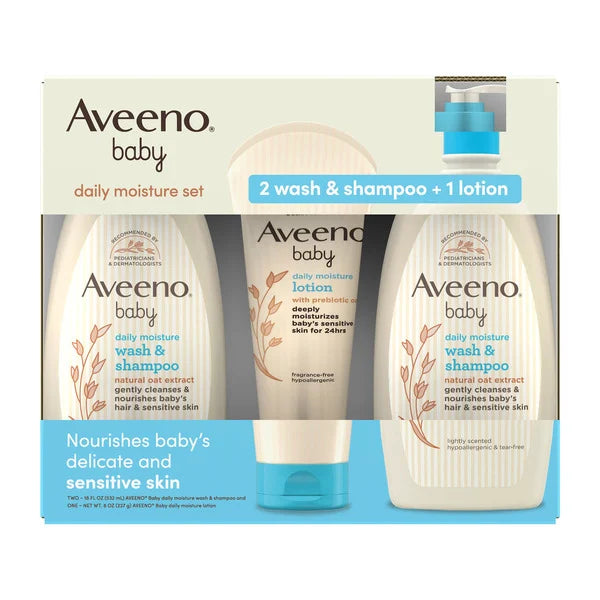 Aveeno Baby Moisture Set, 2 Wash & Shampoo + Lotion, 44 oz