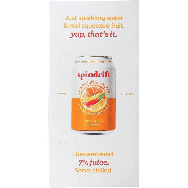 Spindrift Orange Mango Sparkling Water, 8 Count
