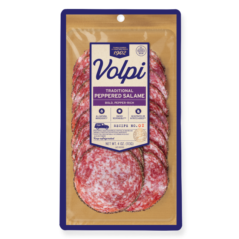 Volpi Sliced Peppered Salami, 4 oz