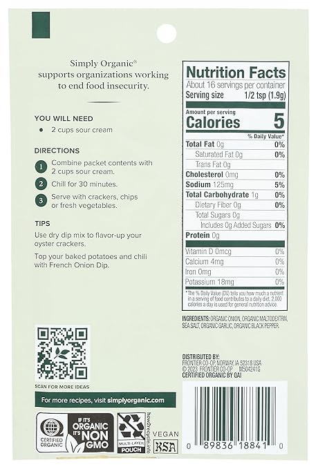 Simply Organic French Onion Dip Mix, 1.1 oz