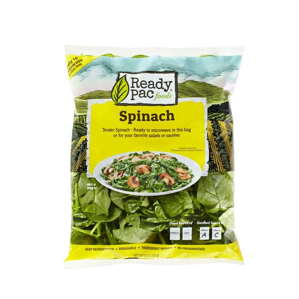 Ready Pac Bistro Spinach, Microwavable Salad Bag, 9 oz