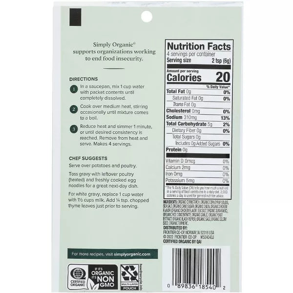 Simply Organic Chicken Flavored Gravy Mix, 0.85 oz