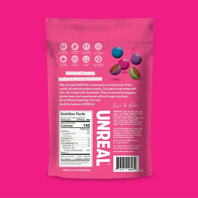 UNREAL Candy Coated Milk Chocolate Gems, 5 oz