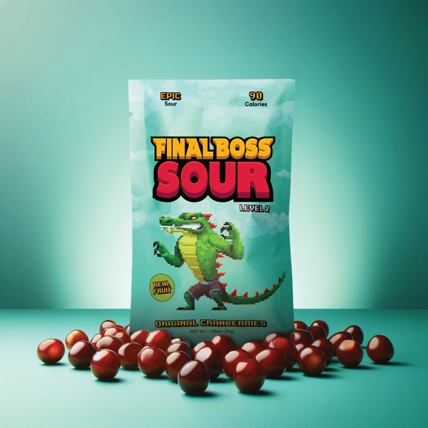Sour Boss Level 2 Cranberries (12 pack) Dried Fruit Sour Snack
