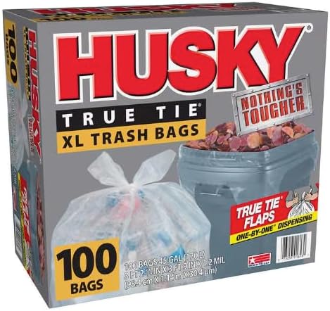 Husky True Tie XL Trash Bags, 100 Count