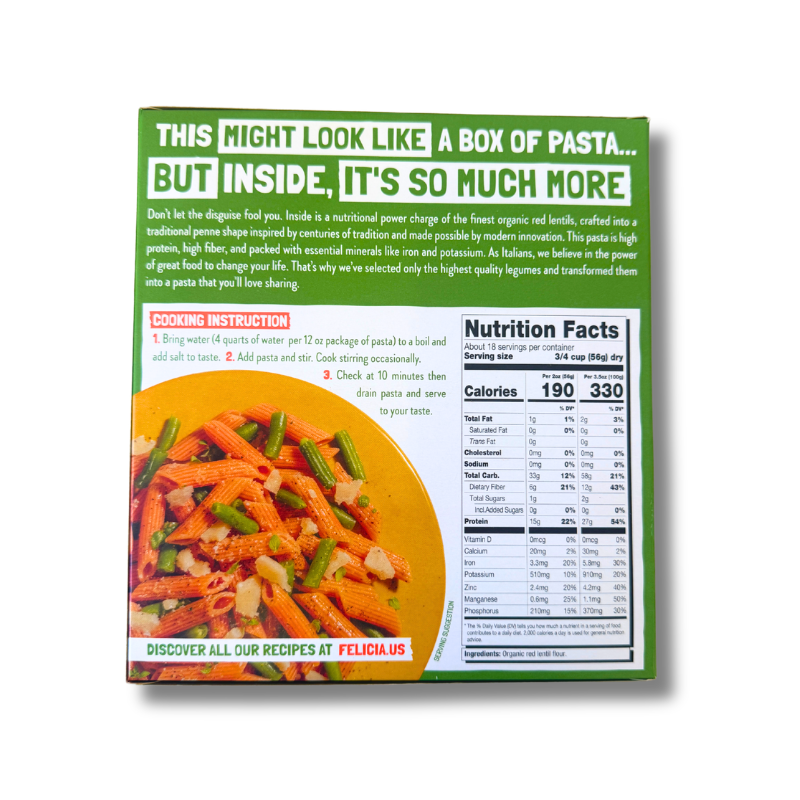 Felicia Organic Red Lentil Penne Pasta, 1 kg