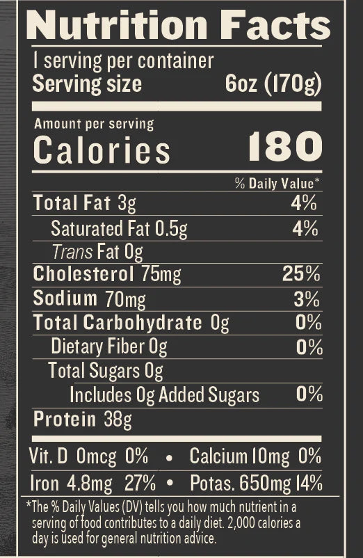 Force of Nature Bison Grass-fed Tenderloin, 6 oz