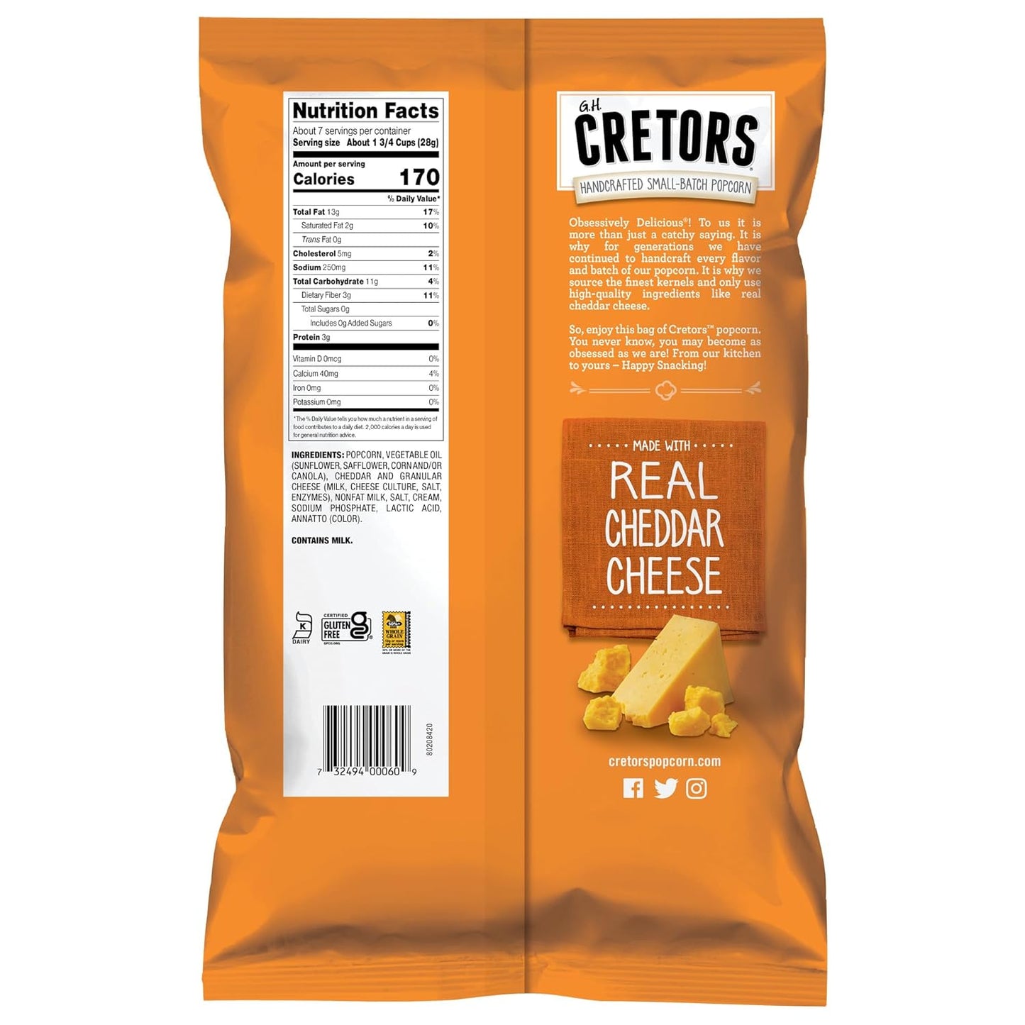 G.H. Cretors Cheddar Cheese Handcrafter Popcorn, 6.5 oz