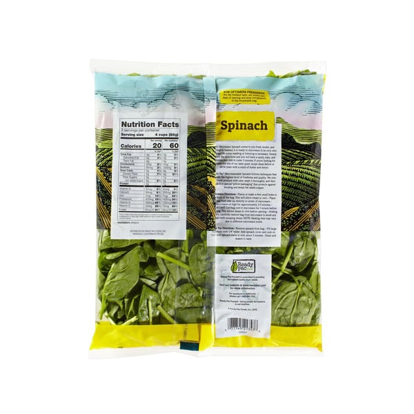 Ready Pac Bistro Spinach, Microwavable Salad Bag, 9 oz