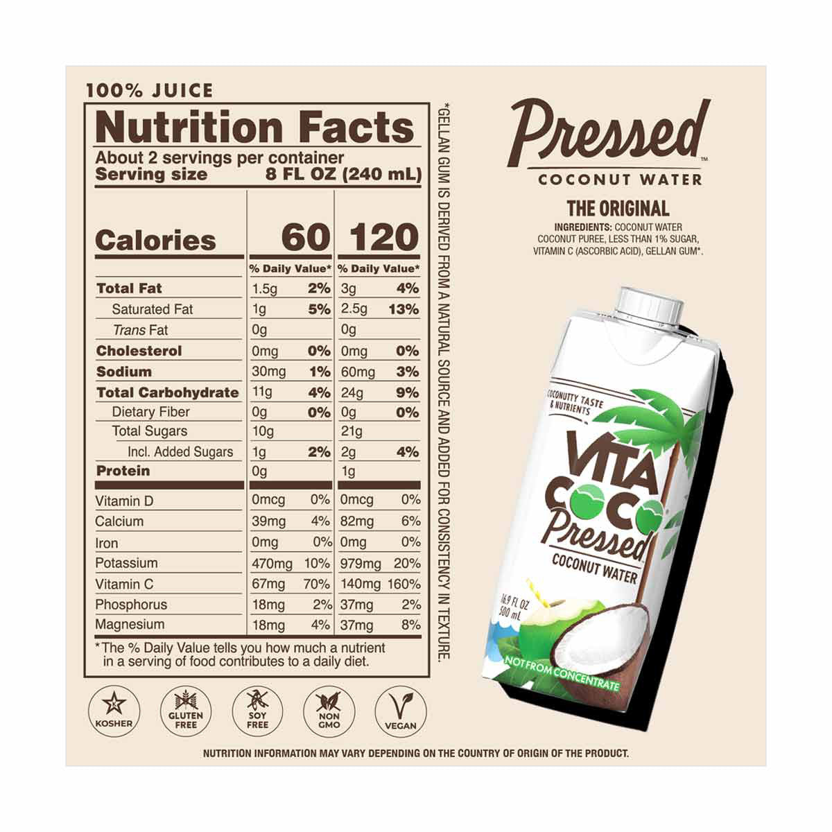 Vita Coco Original Pressed Coconut Water, 16.9 oz