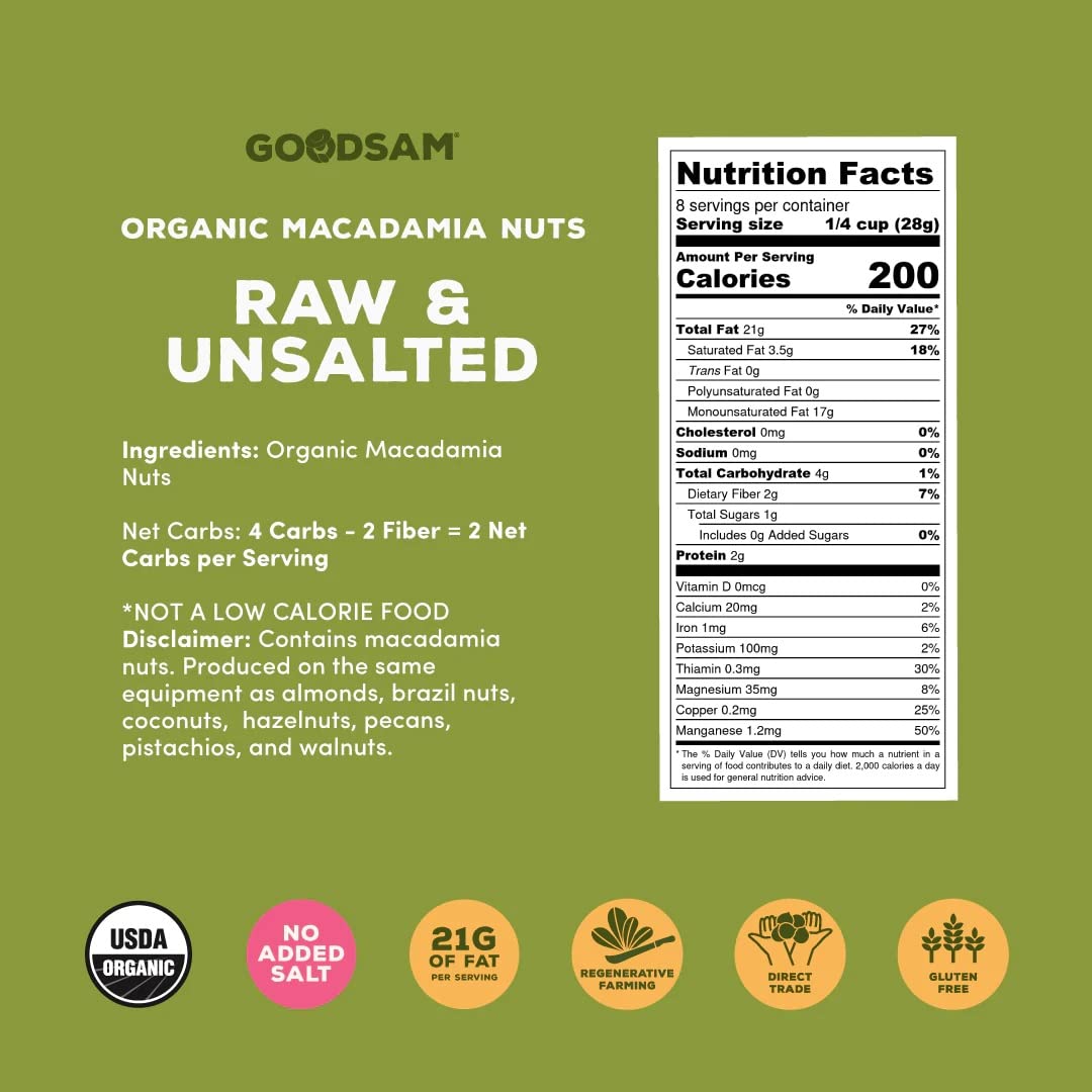 Goodsam Nuts Raw Macadamia, 8 oz