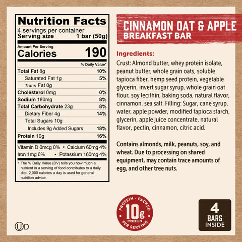 Kodiak Cinnamon Oat & Apple Soft-Baked Sandwich Breakfast Bars, 7.05 oz
