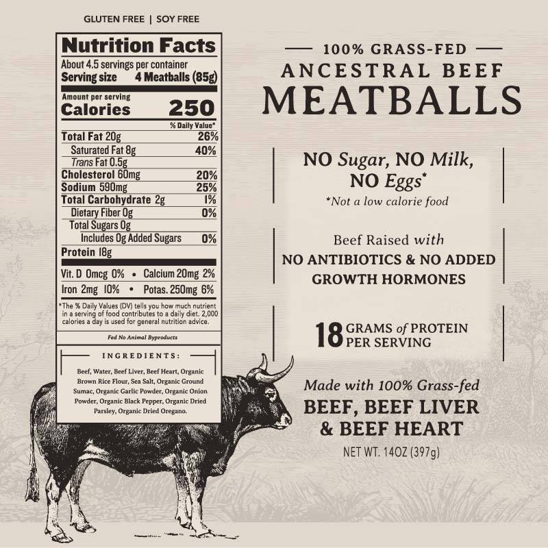 Force of Nature Beef Meatballs Ancestral, 14 oz