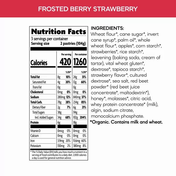 Nature's Path Organic Frosted 'Berry Strawberry' Toaster Pastries, 11 oz