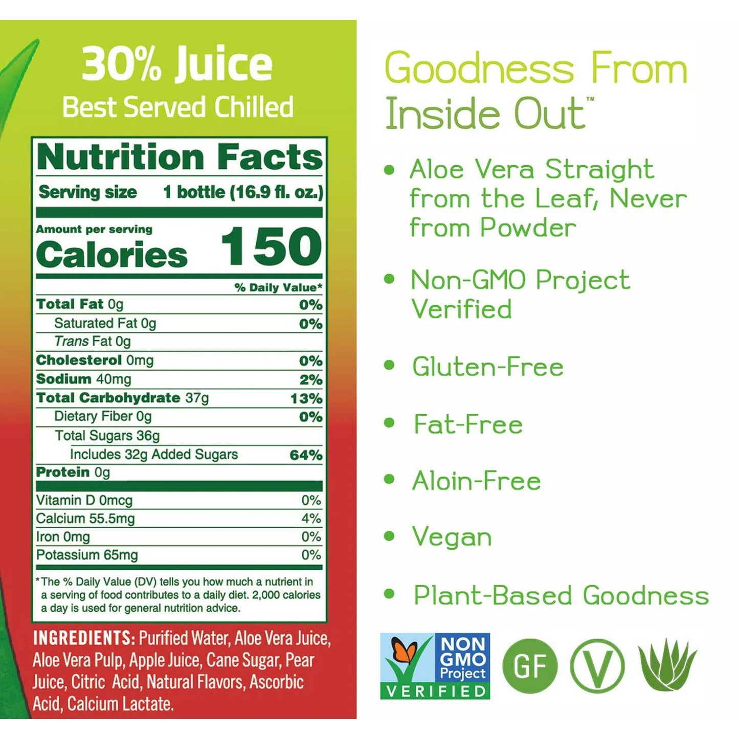 Alo Aloe Vera Juice w/ Fuji Apples & Pears, 16.9 oz