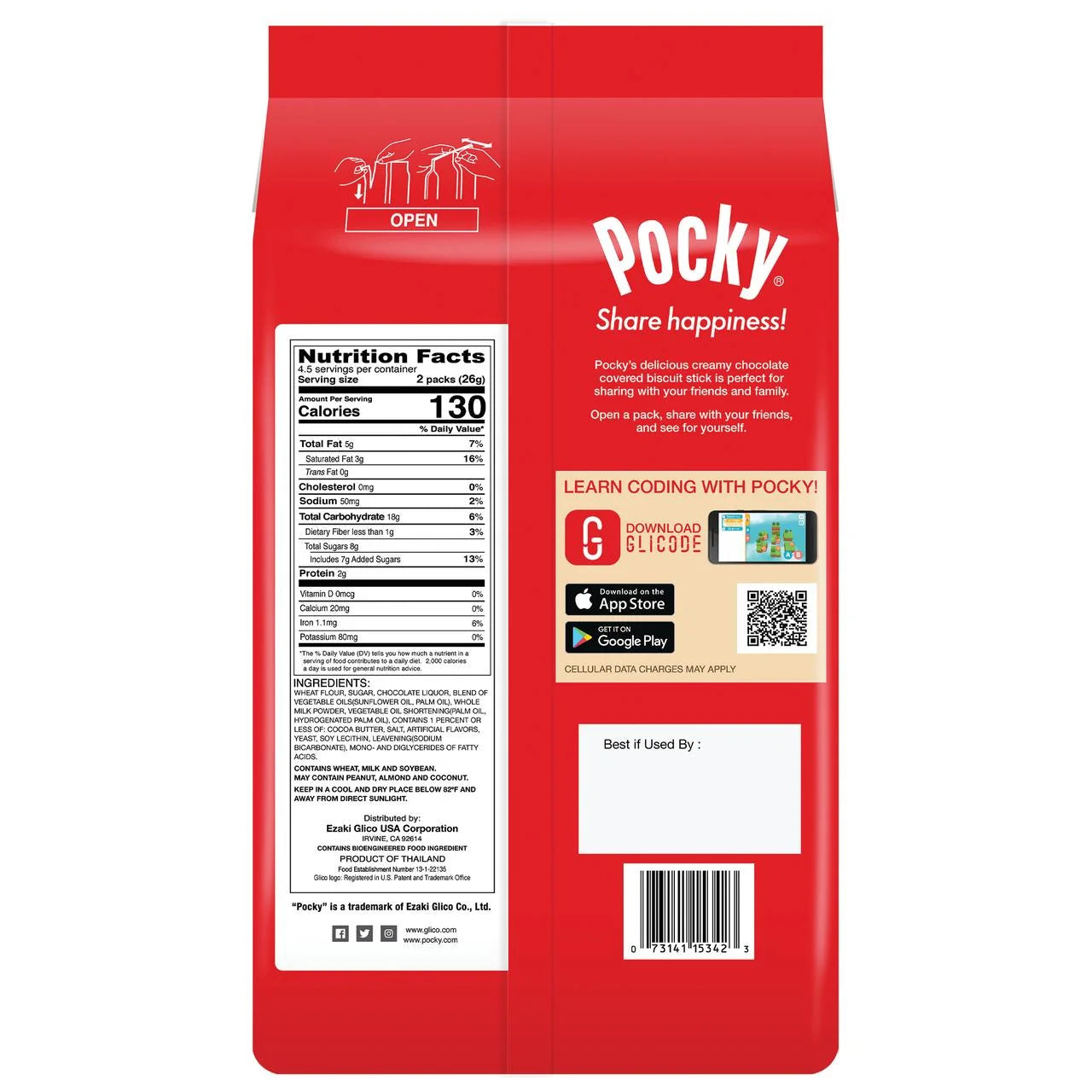 Pocky Chocolate Biscuit Sticks Bag, 4.13 oz